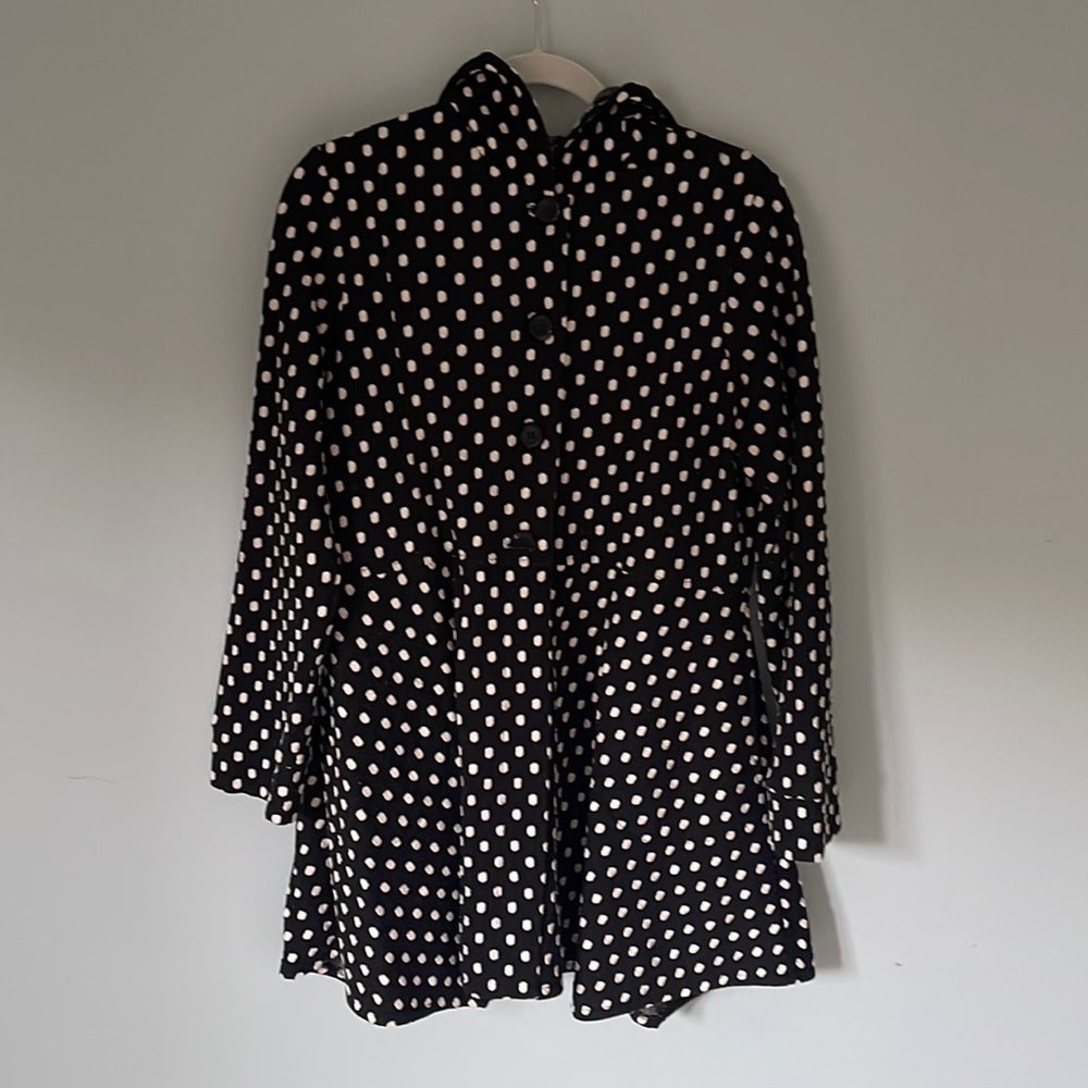 Comfy USA hooded button down polka dot tunic top jacket